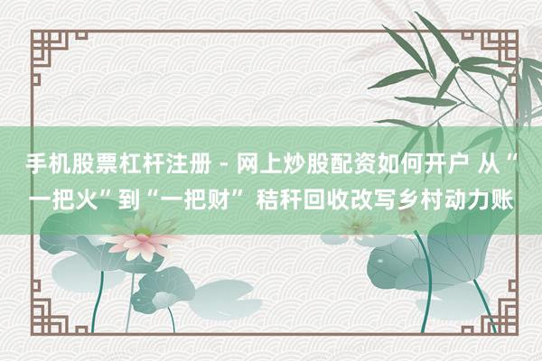 手机股票杠杆注册 - 网上炒股配资如何开户 从“一把火”到“一把财” 秸秆回收改写乡村动力账