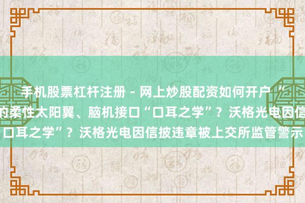 手机股票杠杆注册 - 网上炒股配资如何开户 “在轨垄断”仅涉单颗卫星的柔性太阳翼、脑机接口“口耳之学”？沃格光电因信披违章被上交所监管警示