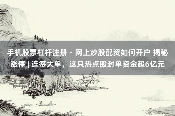 手机股票杠杆注册 - 网上炒股配资如何开户 揭秘涨停 | 连签大单，这只热点股封单资金超6亿元